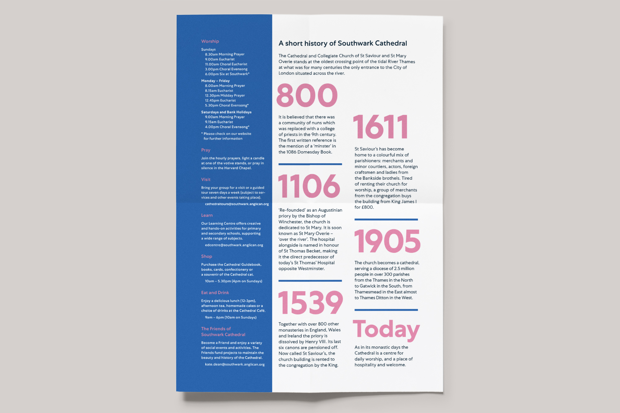 Visitors guide for Southwark Cathedral (Timeline)